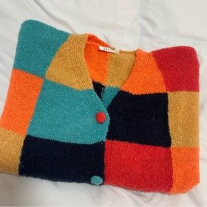 Color blocked cardigan sweater